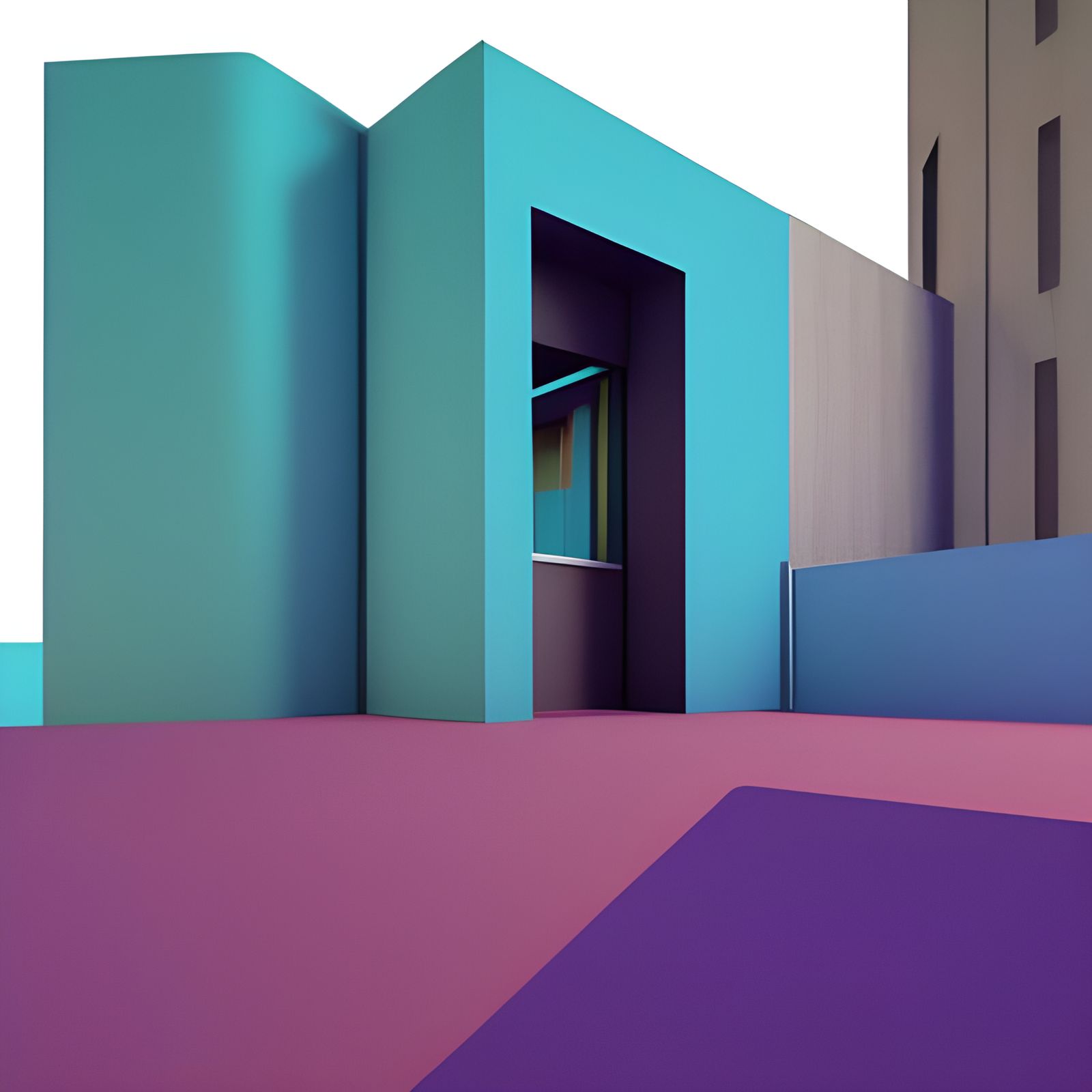 Colorful Minimal Architecture in Unreal Engine Style