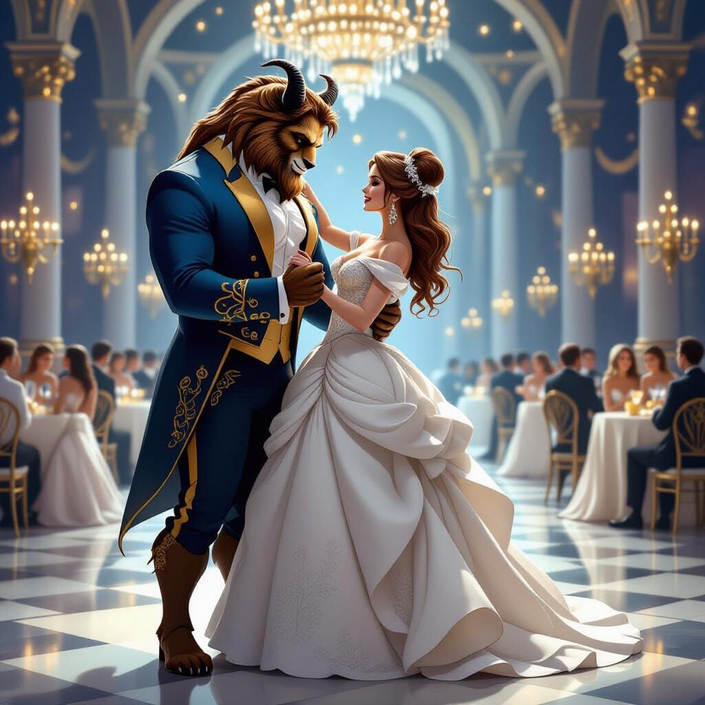Beauty and the Beast Dancing in Grand Ballroom