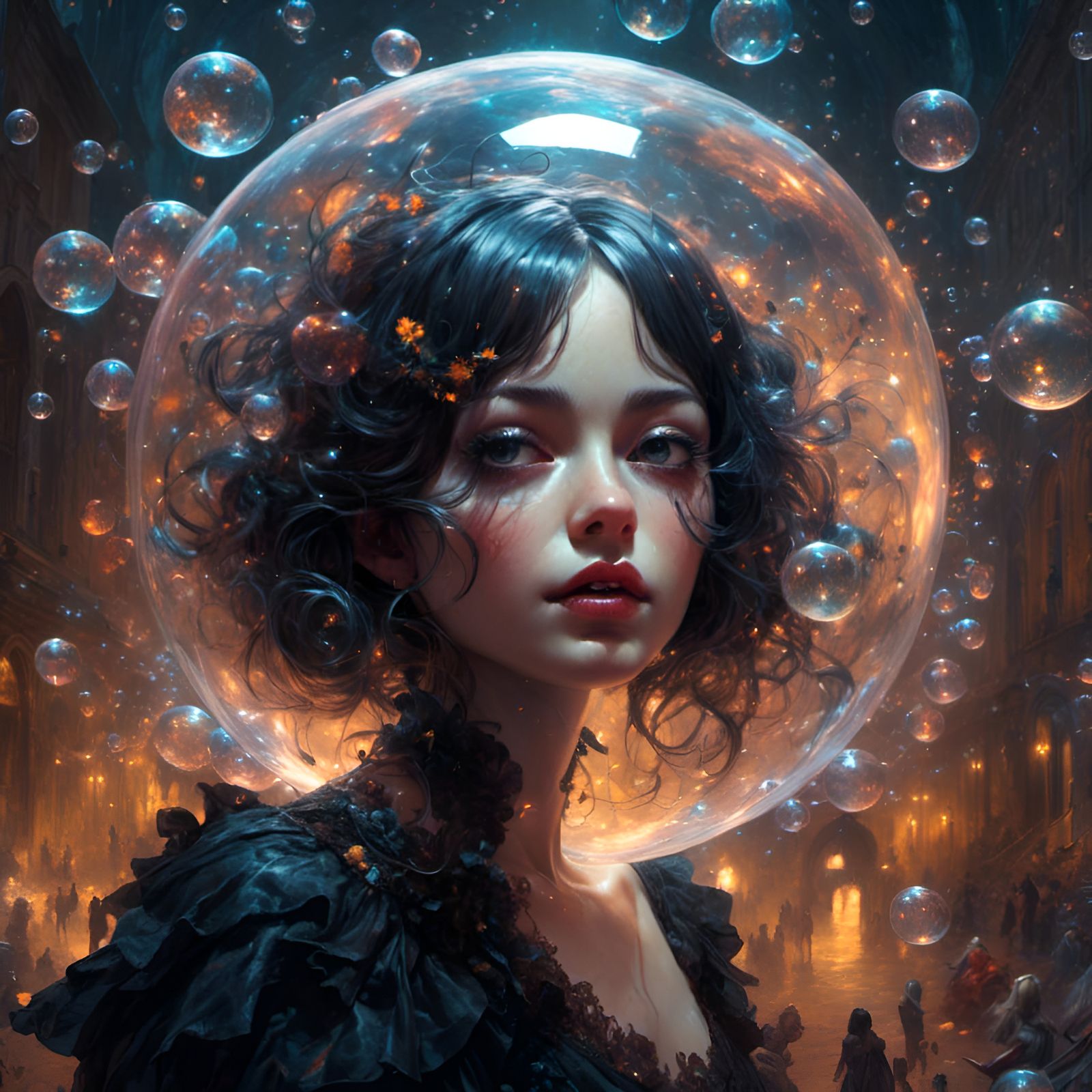Dark Surreal Bubble Fairy by Mariusz Lewandowski