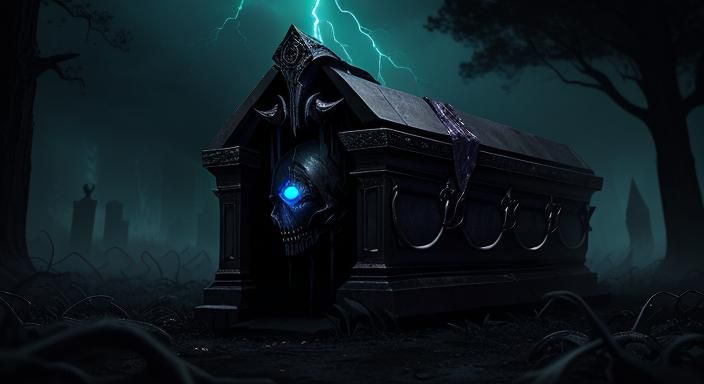 Dark Elf in Coffin: Horror Movie Poster