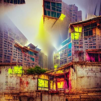 Hong Kong Urban Blight in Volumetric Lighting
