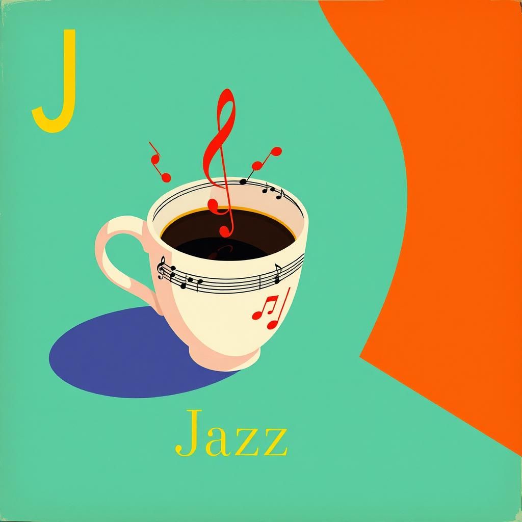 Vibrant Jazz Album Cover in Studio Ghibli Style