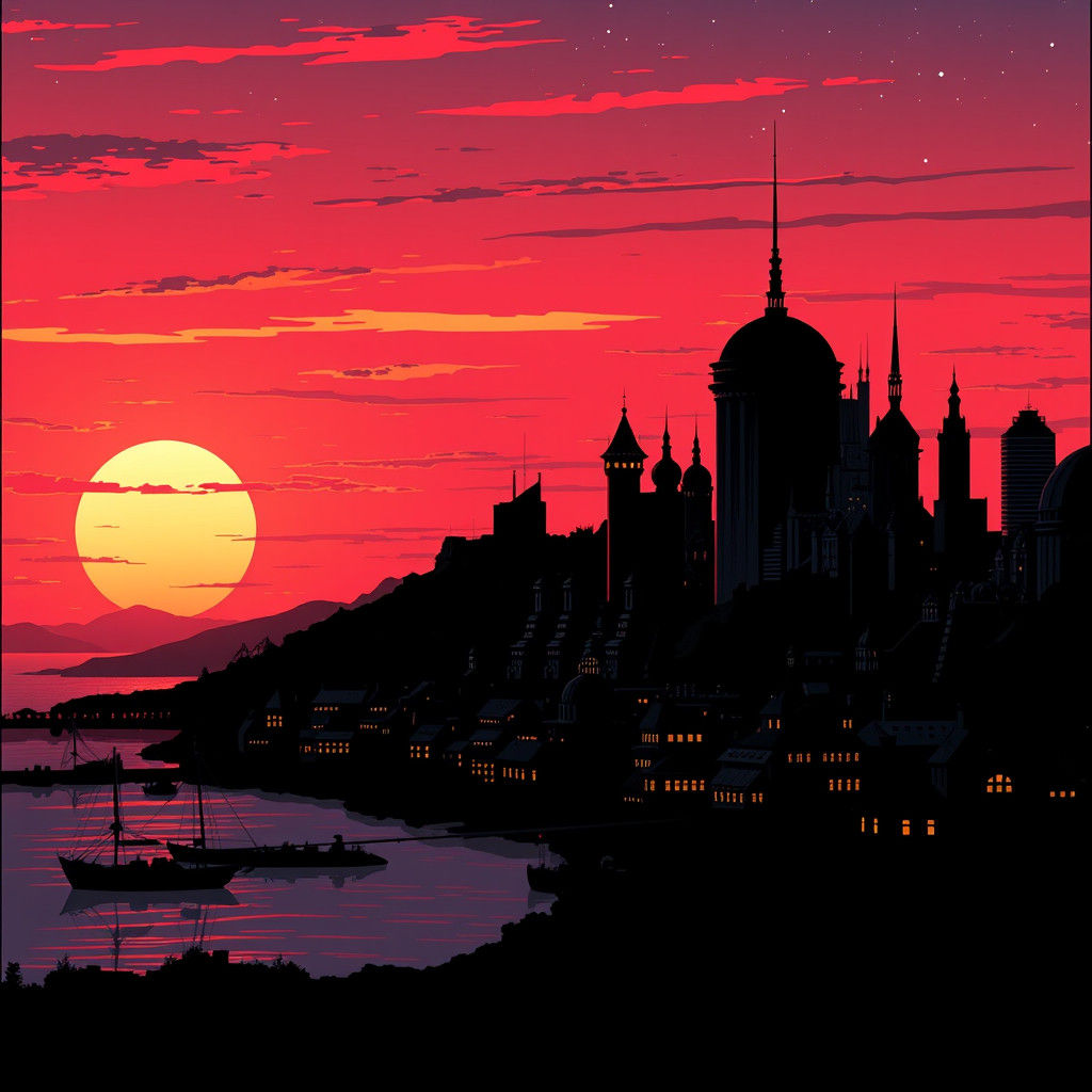Naboo Sunset in Noir Star Wars Comic Style