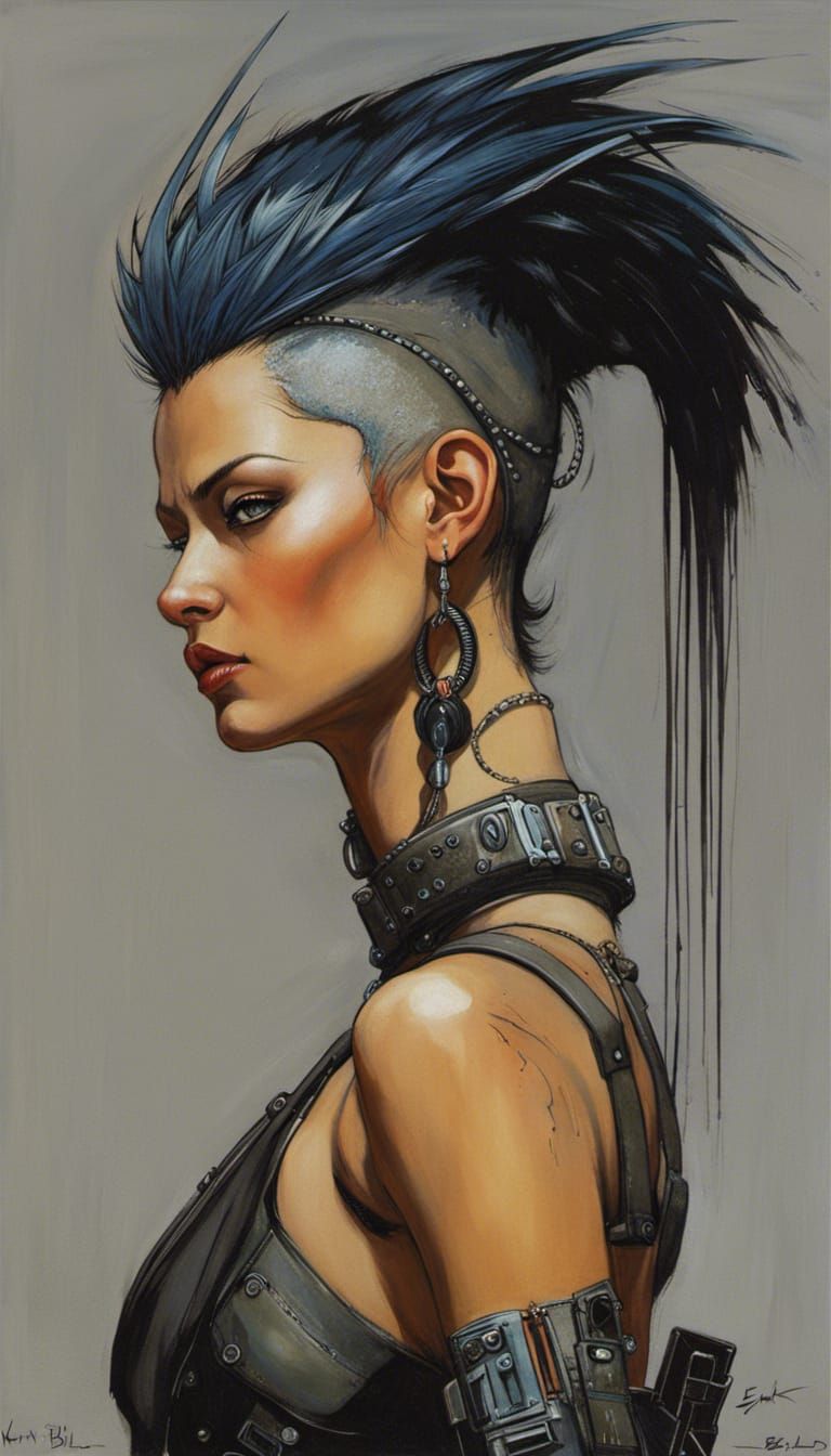 Cyberpunk Woman Portrait in Graphic Novel Style