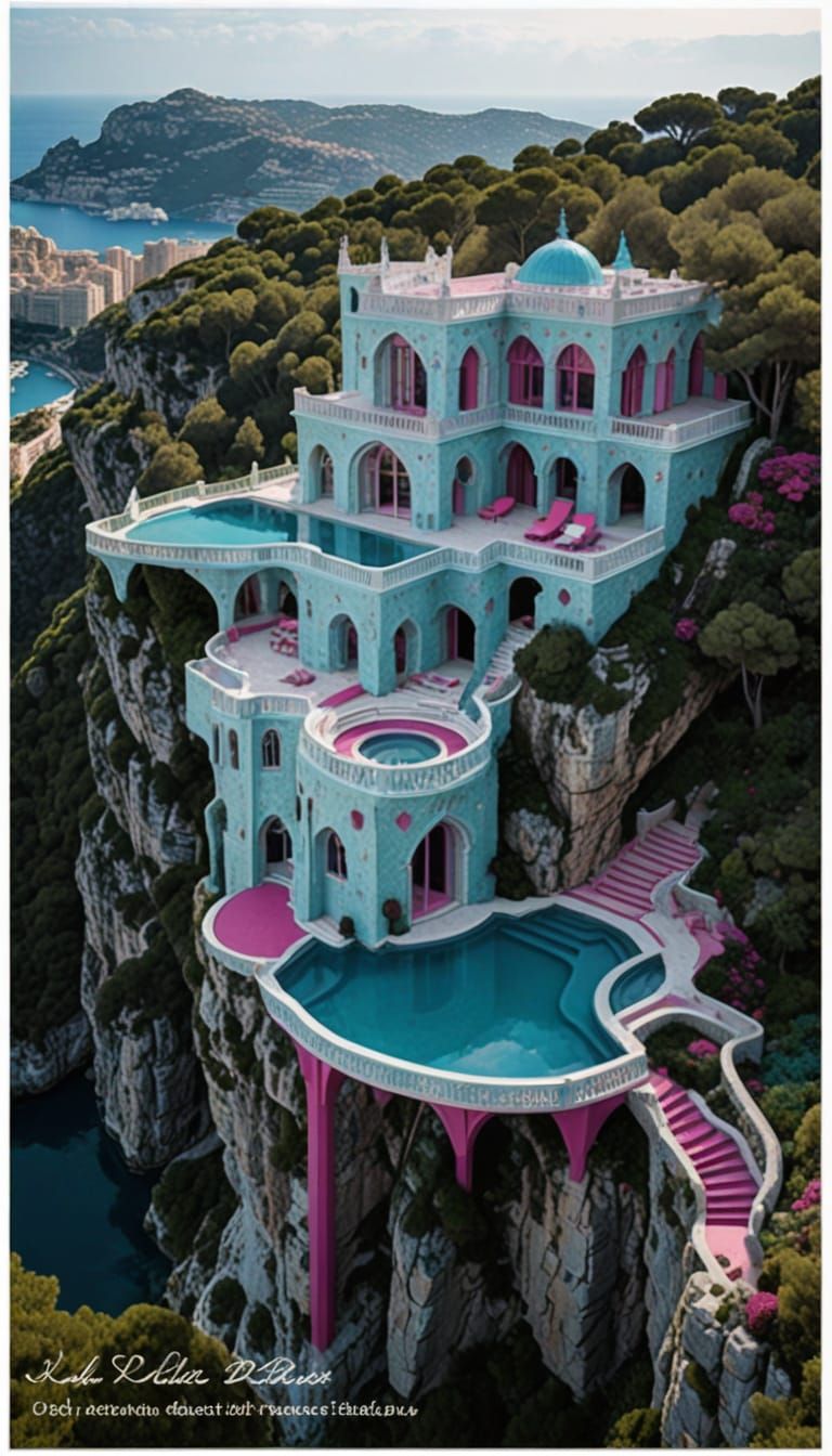 Ancient Elven Chateau in Vibrant Cliffside Colors