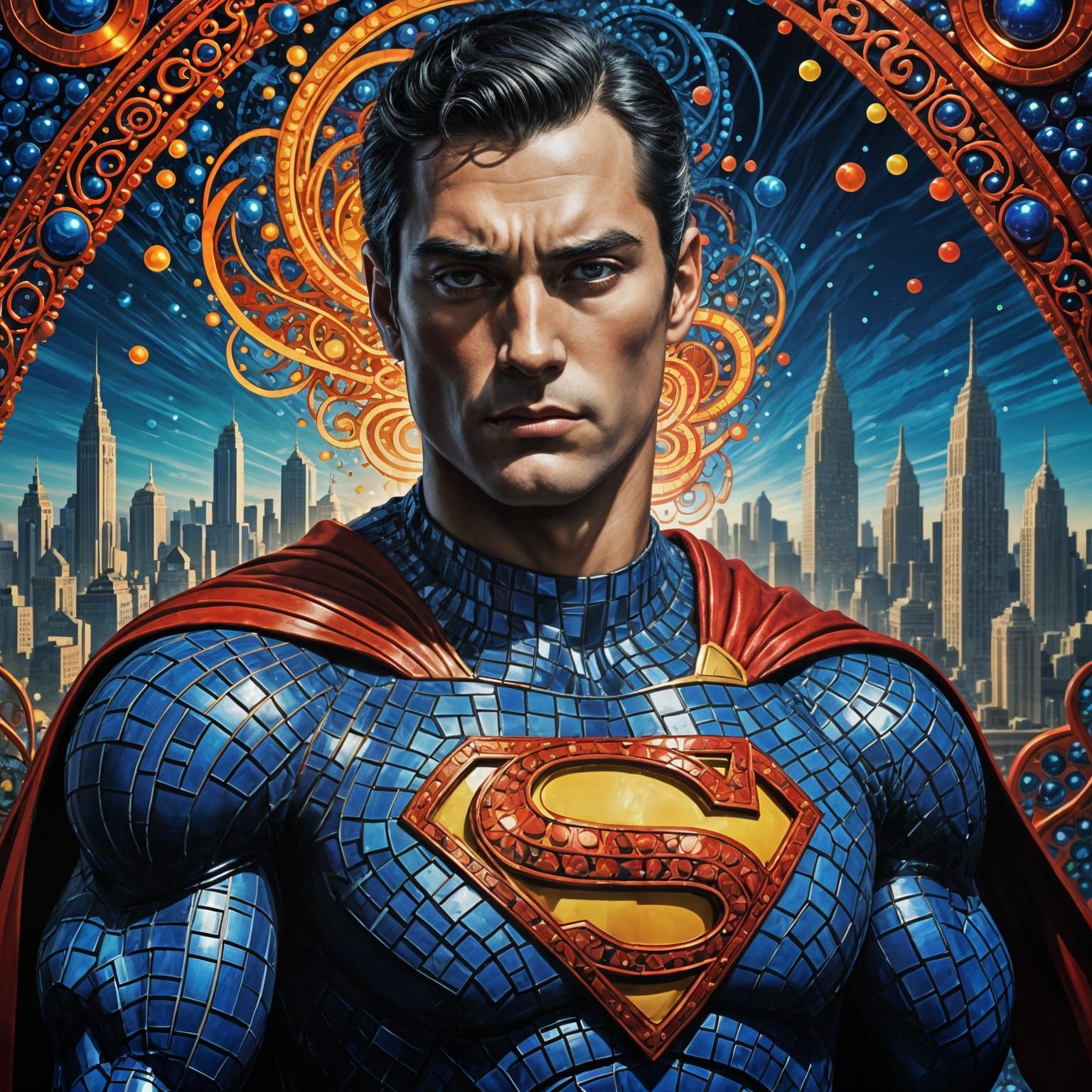 Superman as Beaded Sculpture Inspired by Kusama