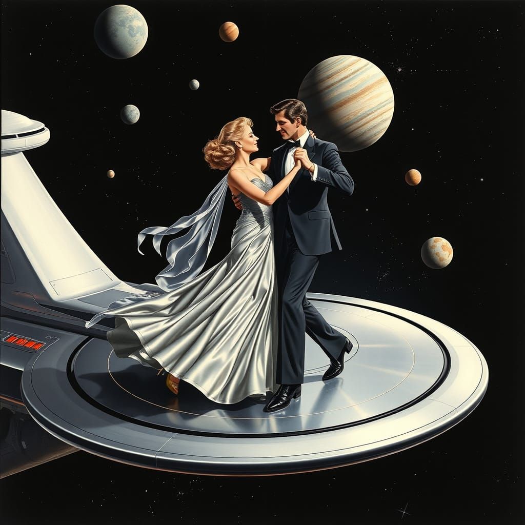 Elegant Fox Trot on Futuristic Starship Enterprise