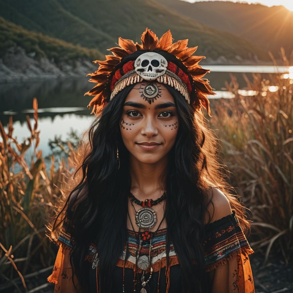 Catrina and Native American Fusion Portrait
