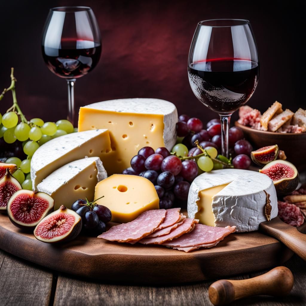 Cheese Platter and Red Wine