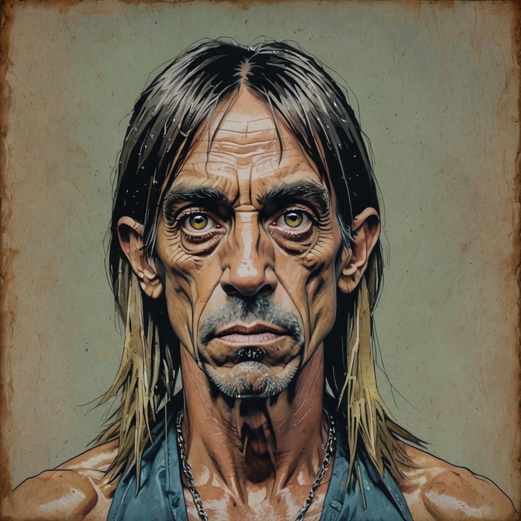 Iggy Pop Hand-Drawn Pastel Portrait