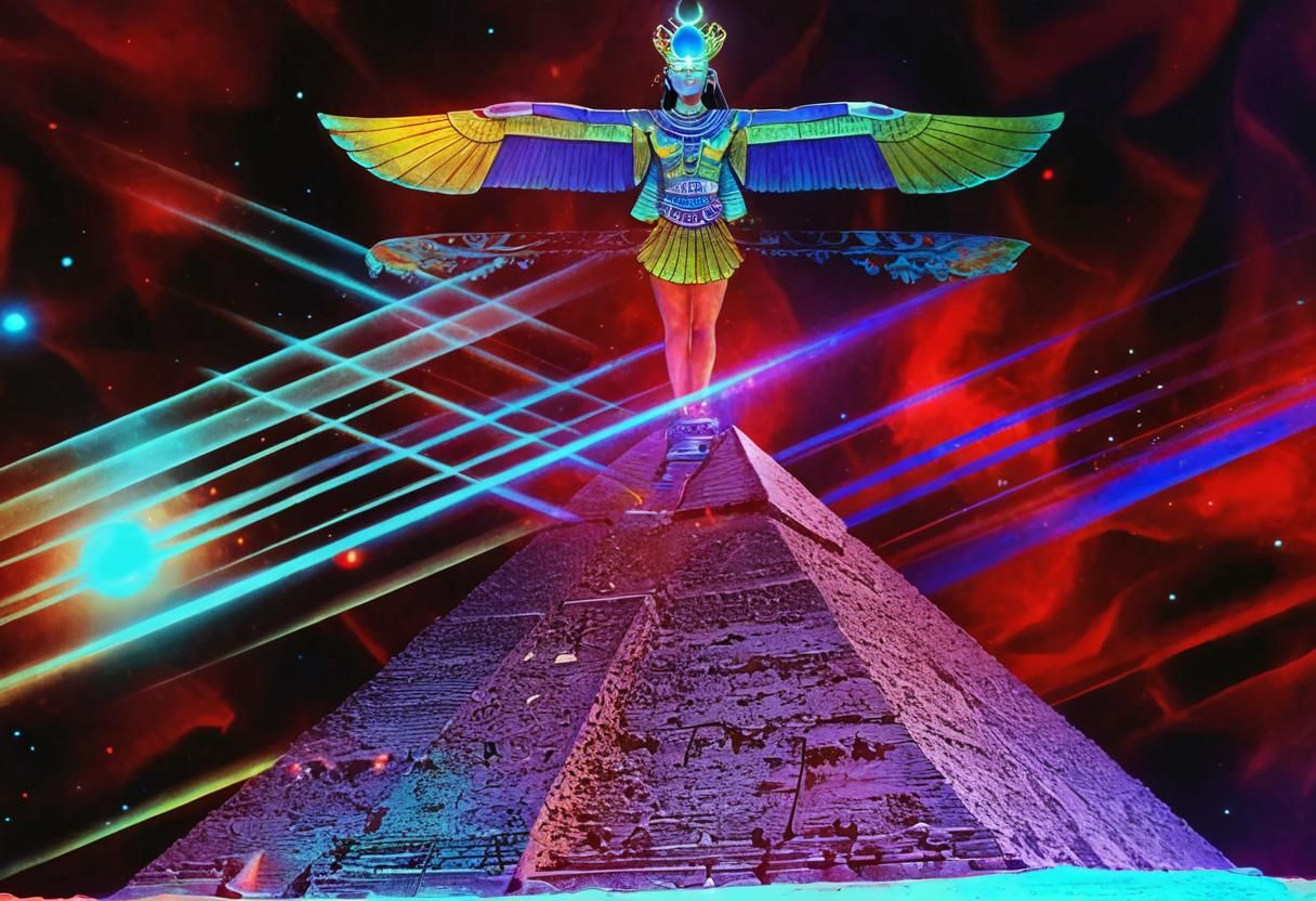 Ethereal Egyptian Goddess Dance in Light Rays