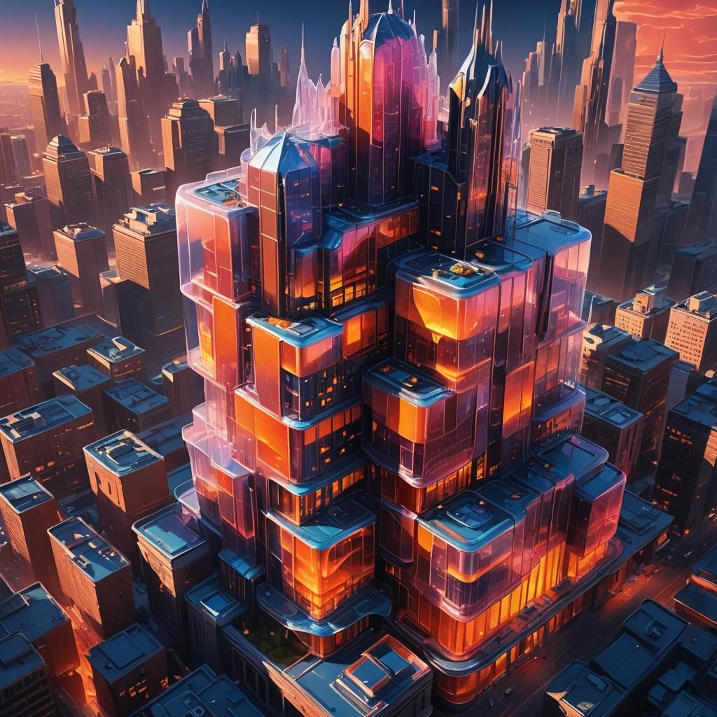 Futuristic Jelly Skyscraper in Digital Matte Painting