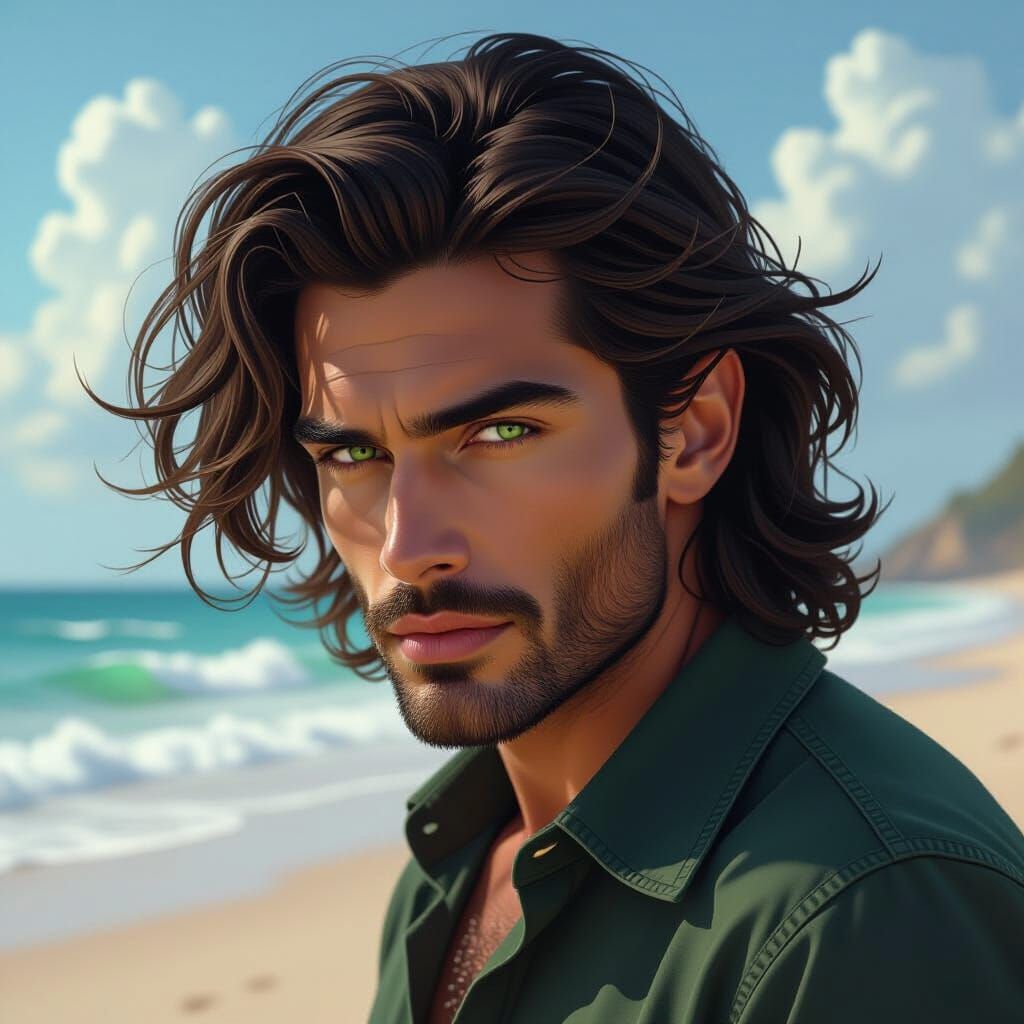 Mystic Man on the Beach in Ethereal Style