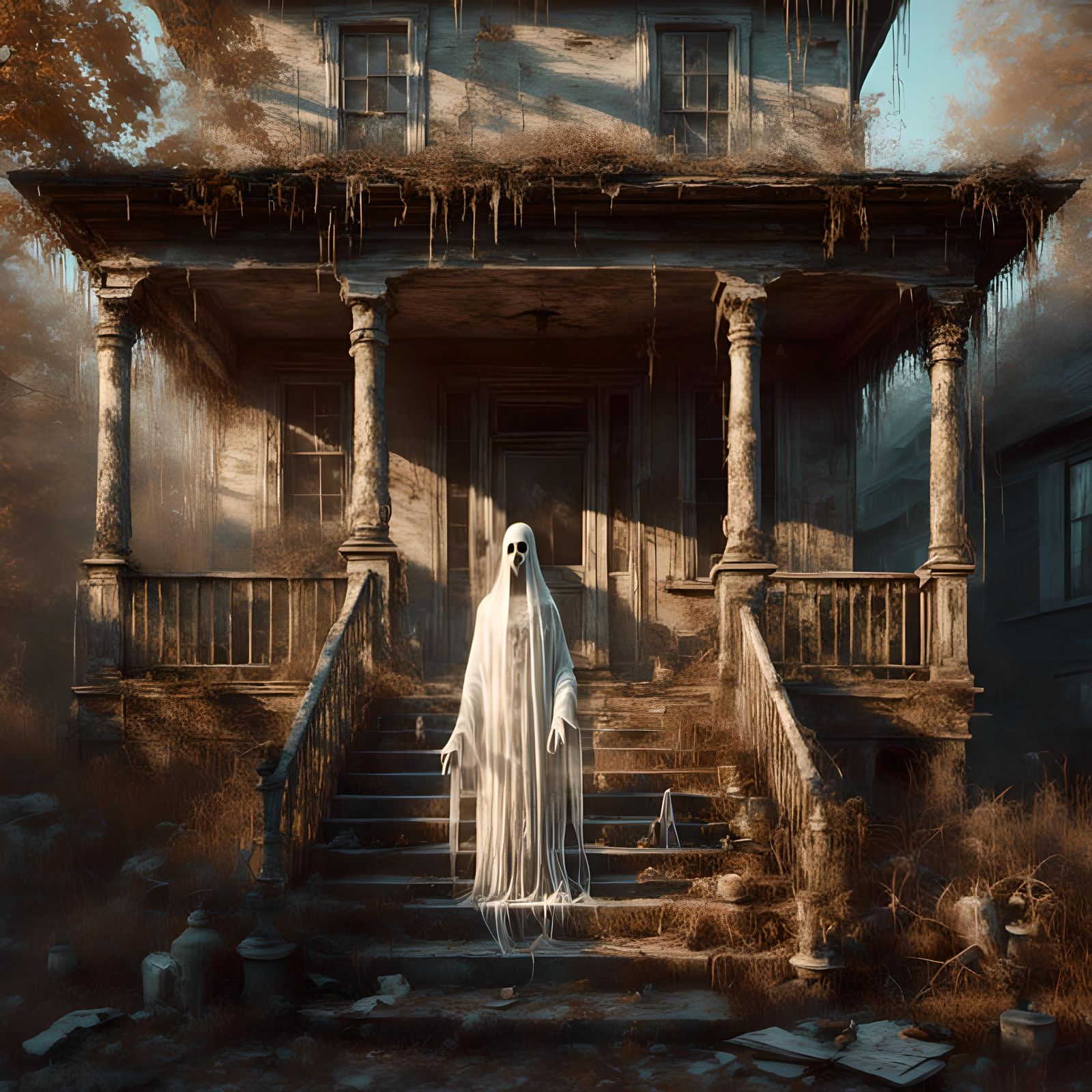 Ghostly Apparition on Abandoned Porch