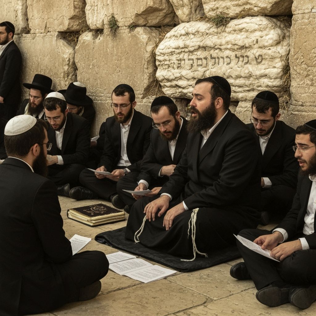 Sorrowful Scene at the Western Wall in Jerusalem