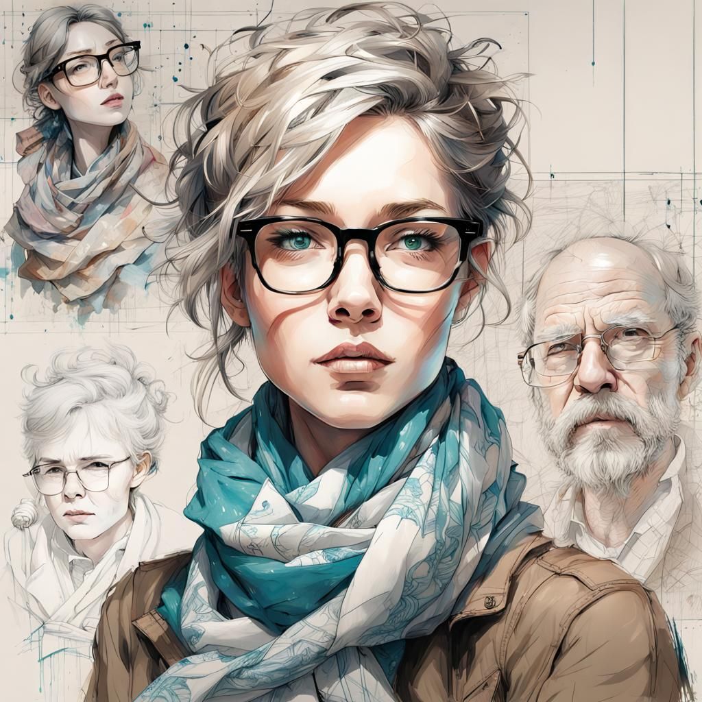 Hipster Teacher Manga Portrait by Yoji Shinkawa