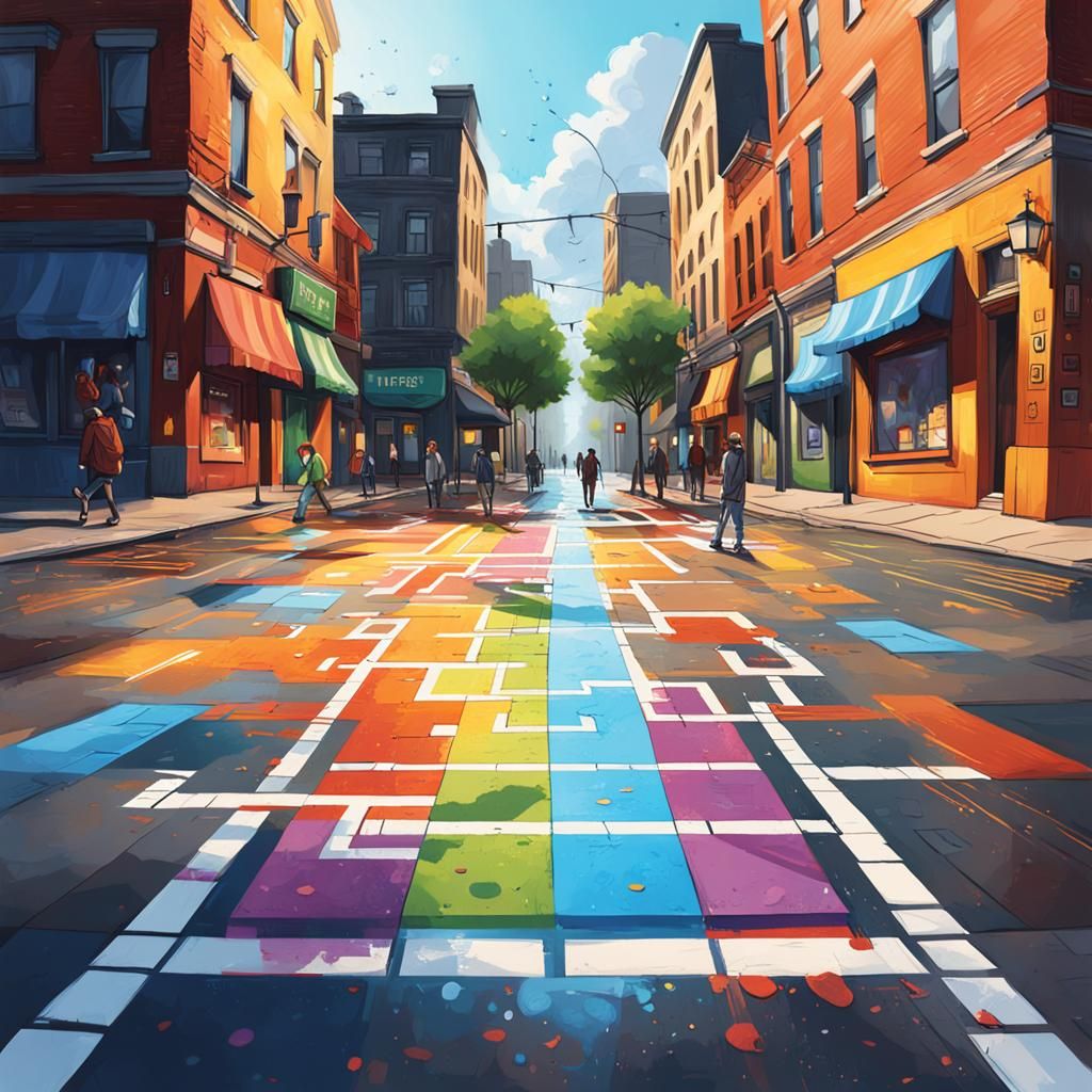 Hyperrealistic Hopscotch City Concept Art