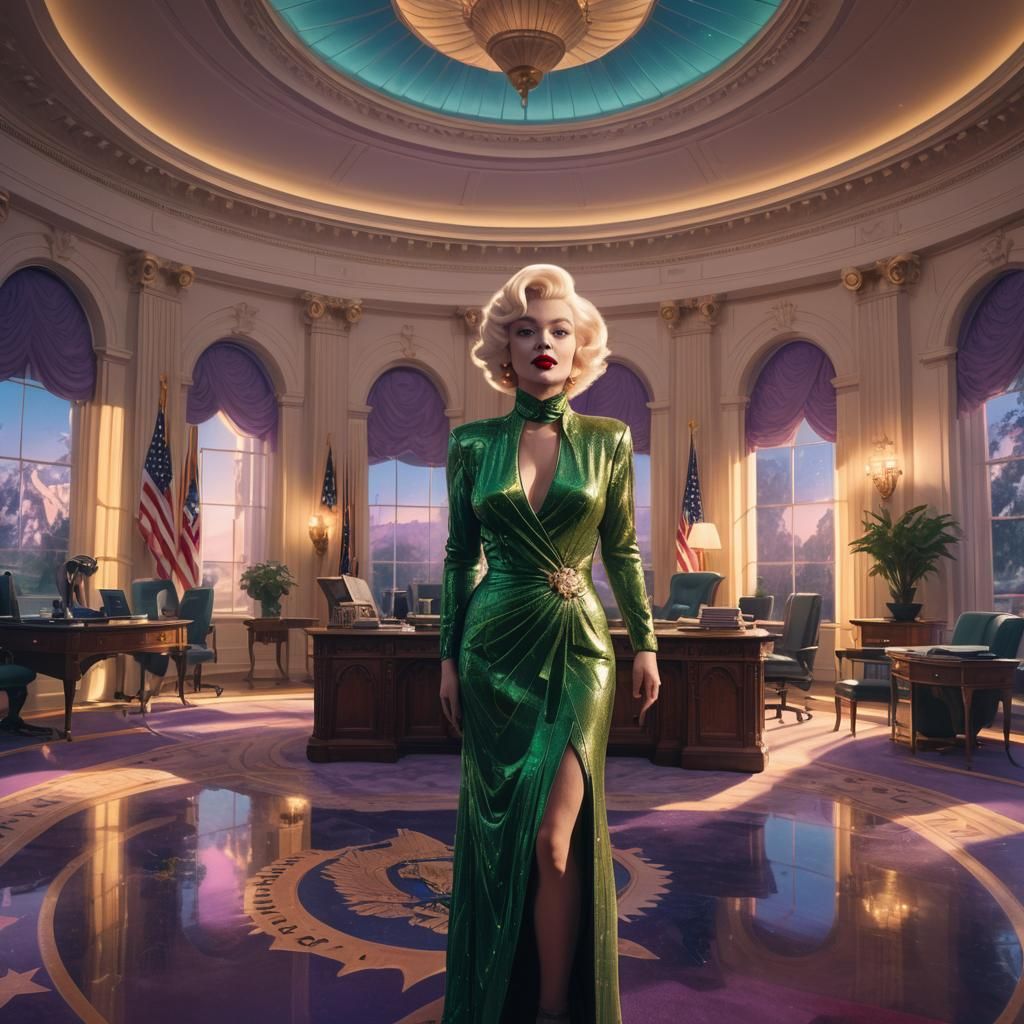 Marilyn Monroe as President: Surreal Matte Painting