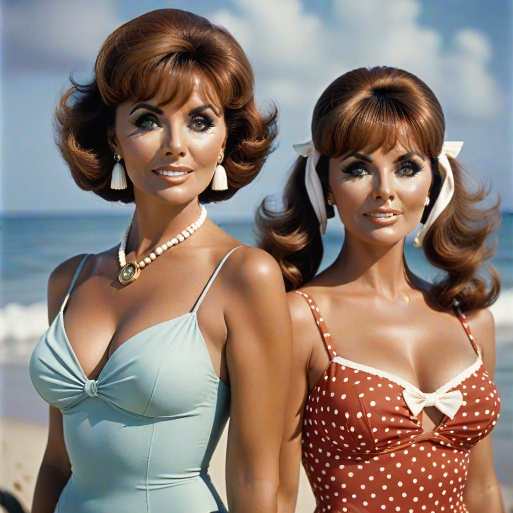 Tina Louise and Dawn Wells on Gilligan's Island