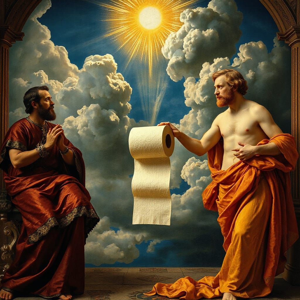Golden Toilet Paper Renaissance Masterpiece