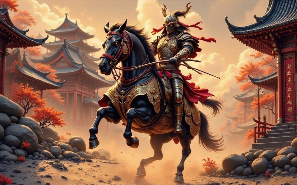 Yabusame: Japanese Horseback Archer in Action