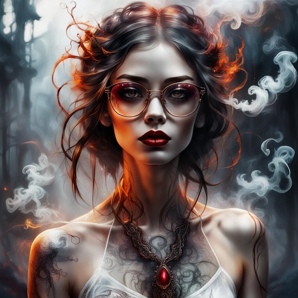 Ethereal Brunette Portrait in Dark Fantasy Style