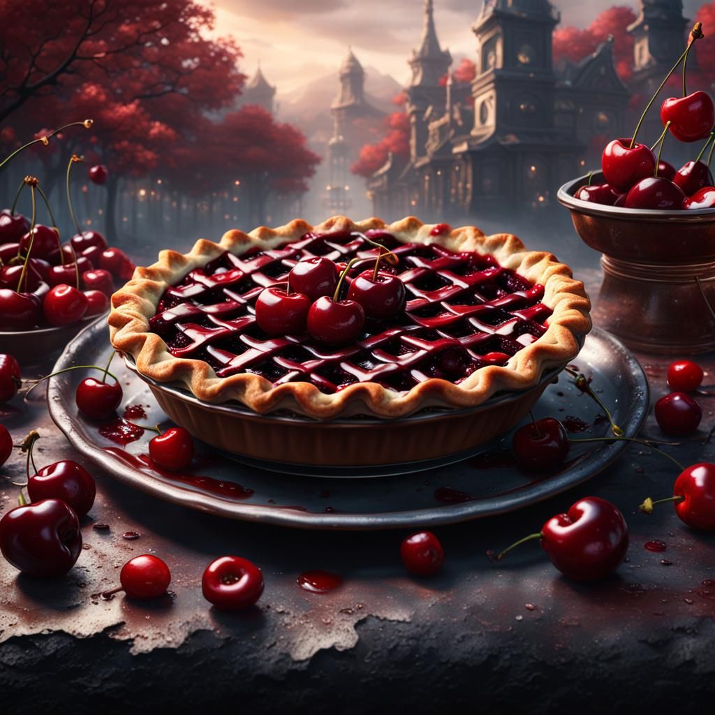 Delicious Cherry Pie in Detailed Matte Painting