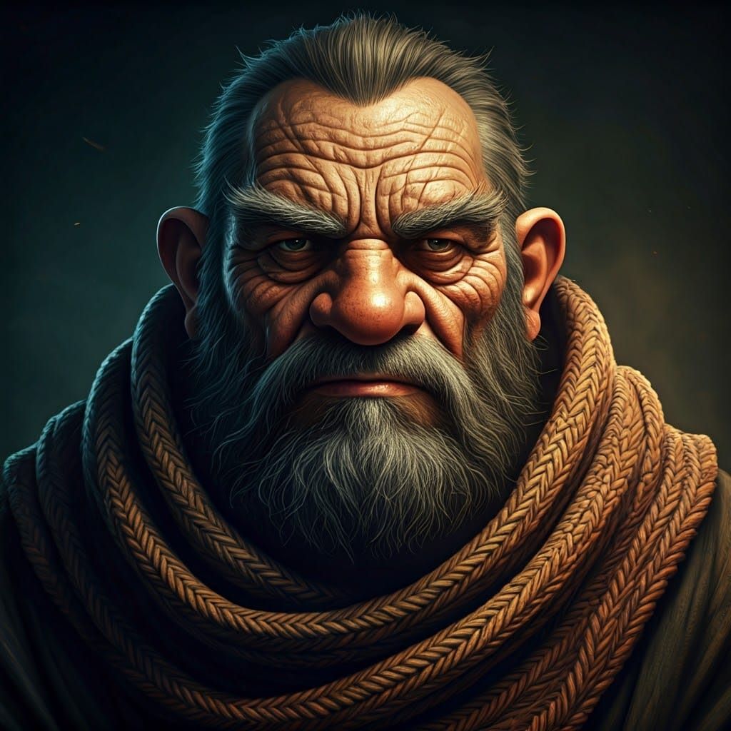 Grizzled Dwarf Monk in Earthy Tones