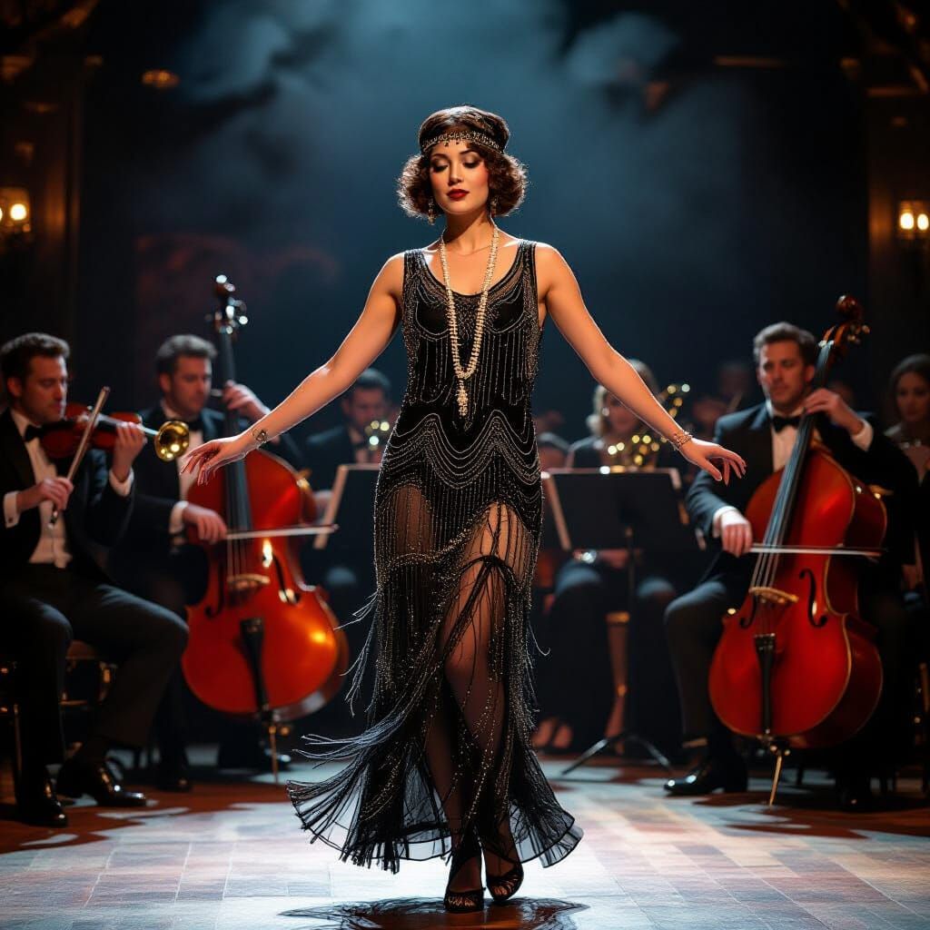 Flapper Dancer in 1920s Chicago Cabaret