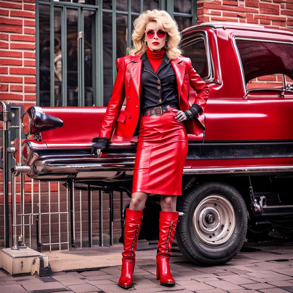 Red Leather Outfit: Bold Trans Fashion Statement