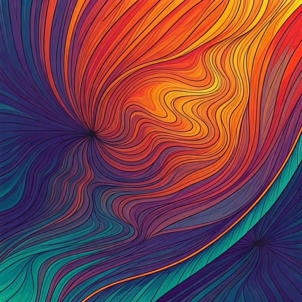 Vibrant Abstract Fractal Art with Zentangle Patterns