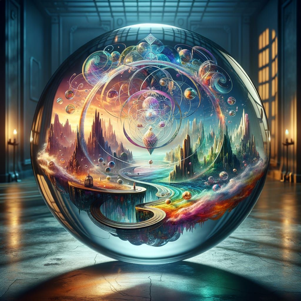 Enchanting Glass Orb Hides a Surreal Landscape with Floating...
