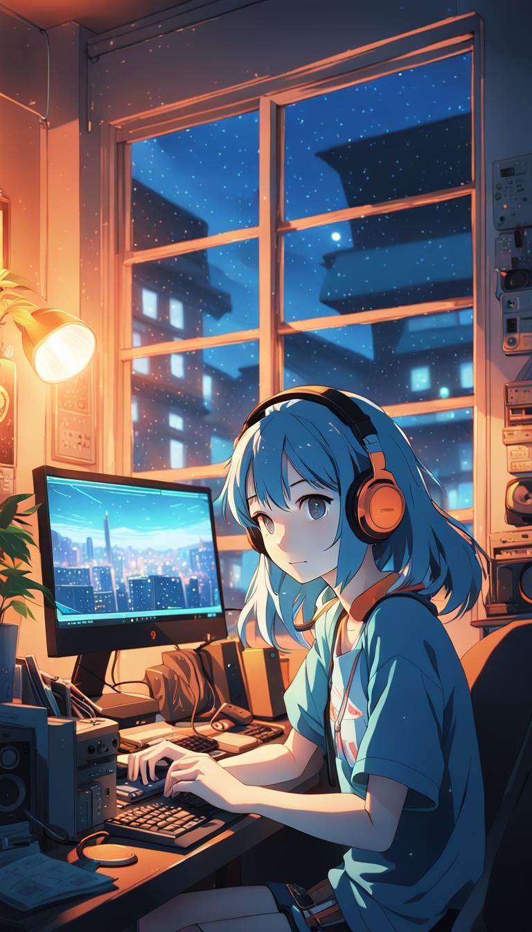 Anime Girl in Cozy Room, Manga Key Visual