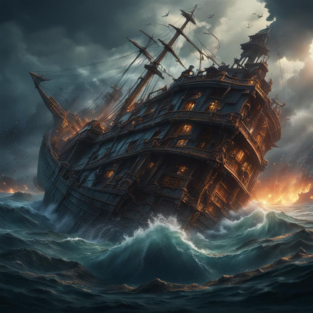 Sinking Ship: Detailed Matte Painting