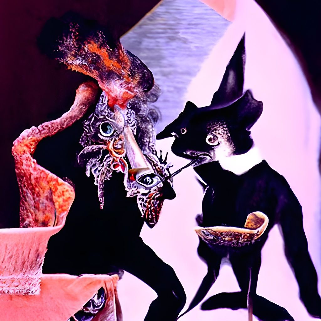 Surreal Horror: Cat Begs Cook for a Smoke