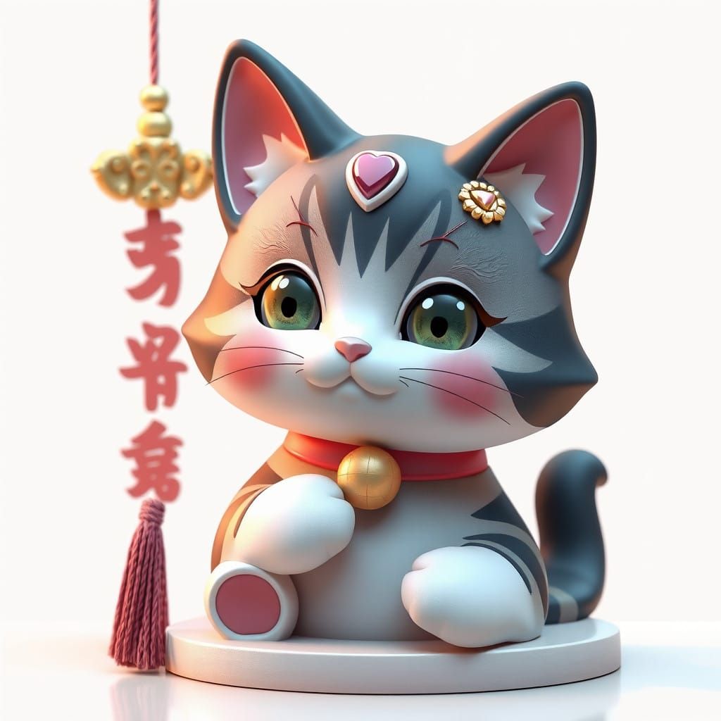 Stunning Anime-Inspired 3D Art of a Feline Souvenir