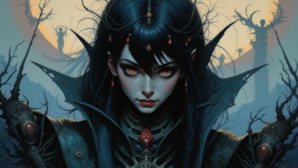 Person Hiding From Ominous Looming Shapes