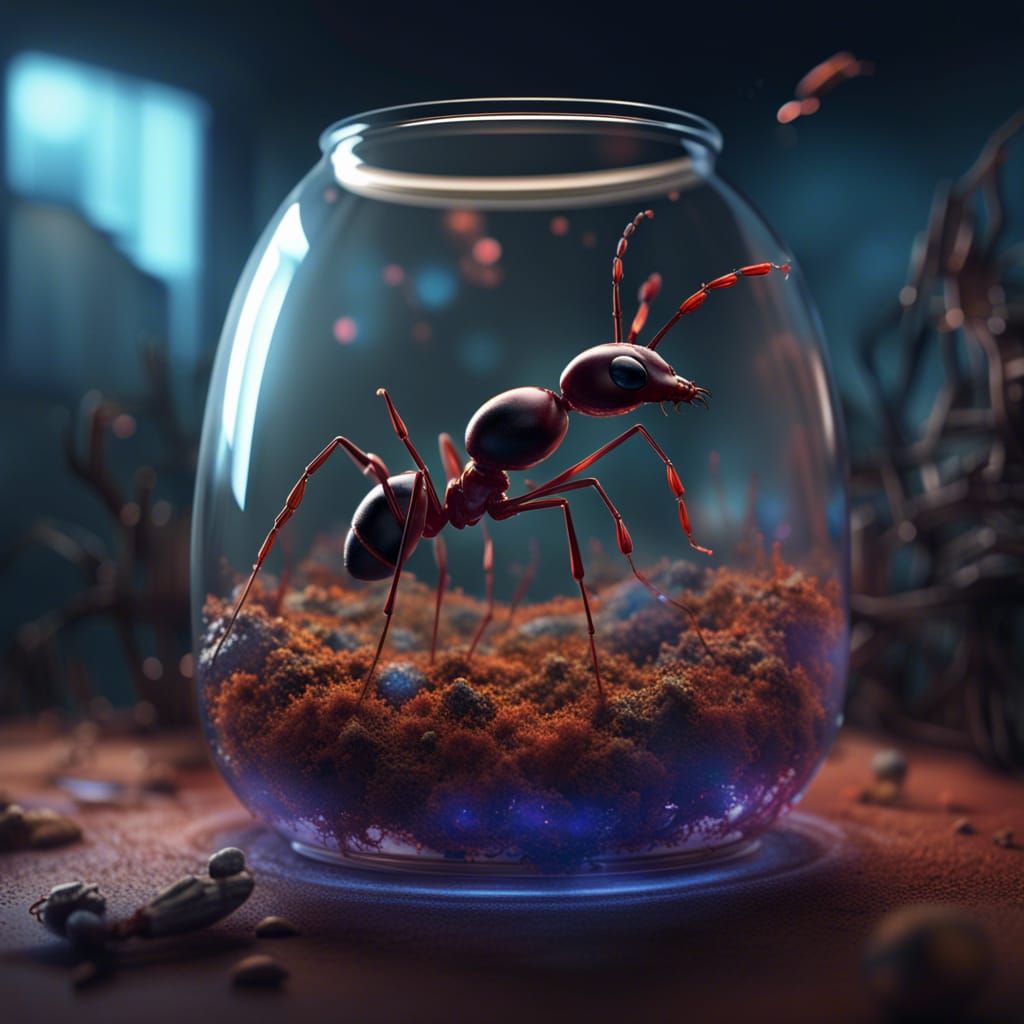 Ant Trapped in Glass: Detailed Matte Painting