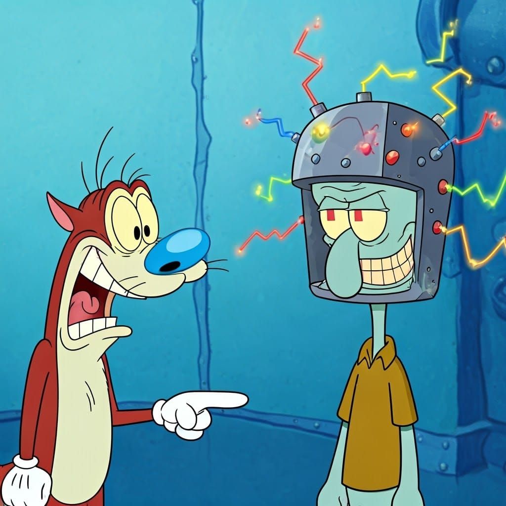 Stimpy Forces "Happy Joy" on Squidward