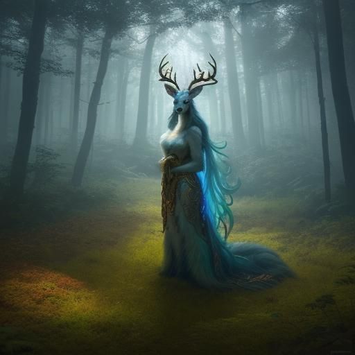 Digital fantasy art with goddesses transformed into animals ...