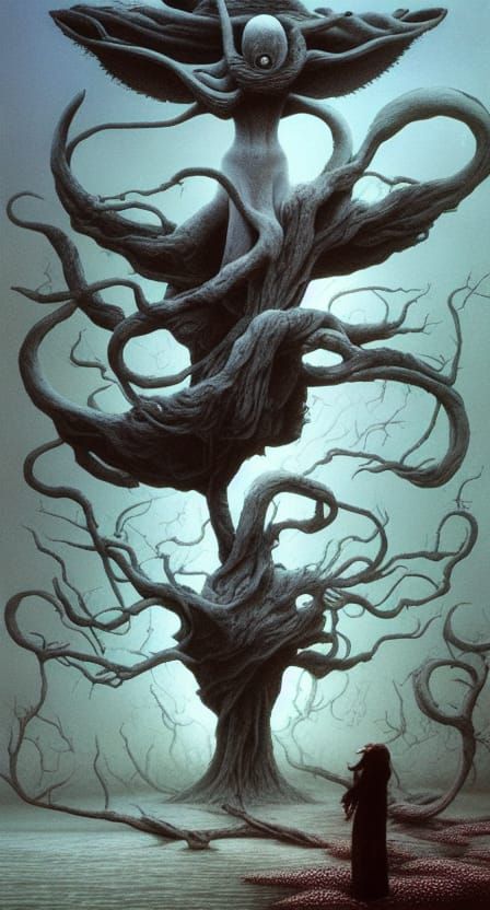 Eldritch Veiled God in Hyperreal Fantasy Horror