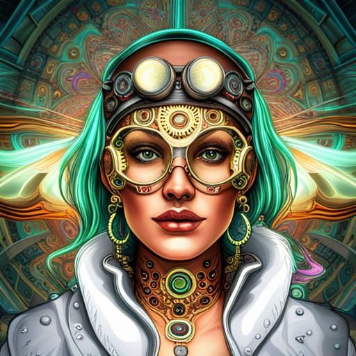 Steampunk Neon Psychedelic Abstract in Ultrarealistic Detail