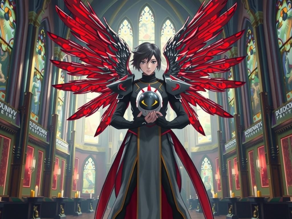 Anime Angel with Space Marine Helmet in Church