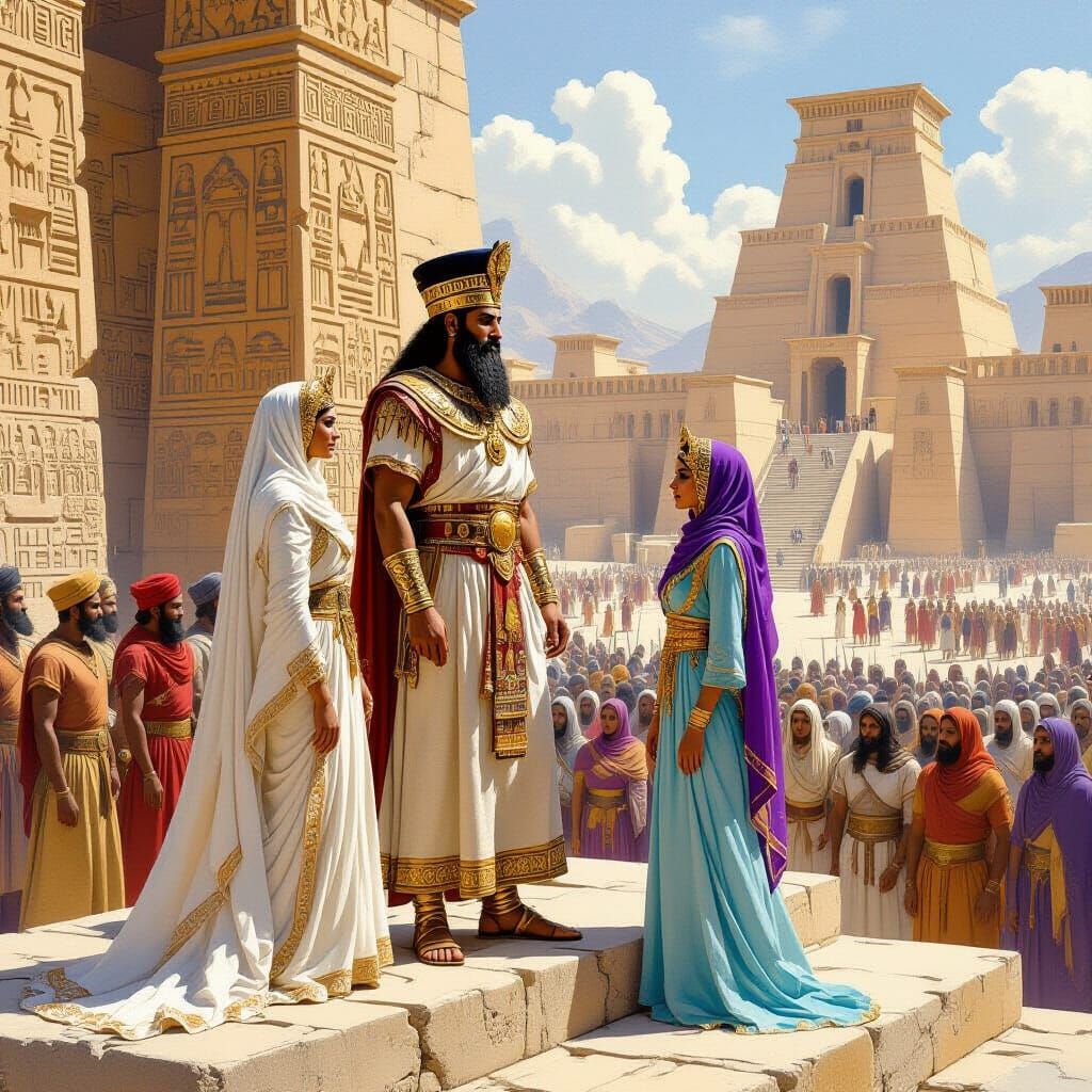 Assyrian King Addresses Citizens in Grand City