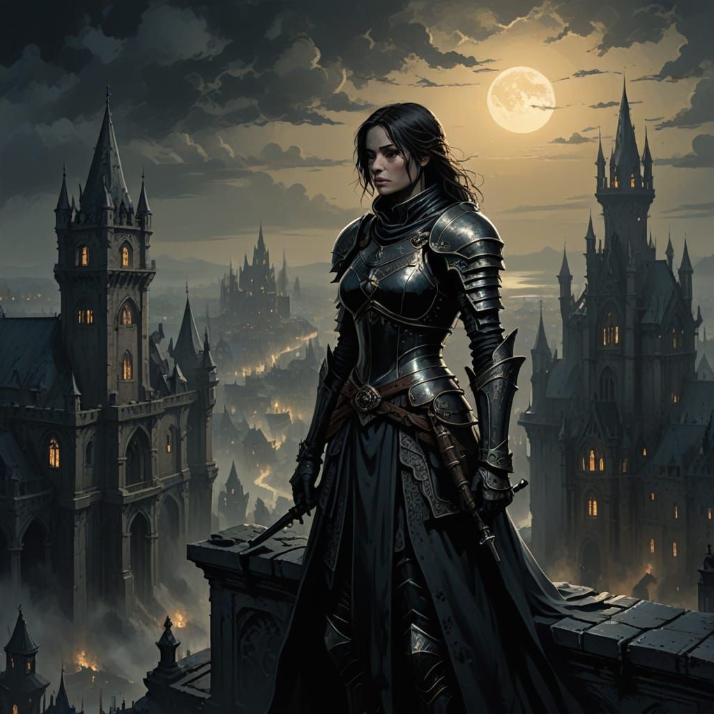 Knight in Decaying Gothic City Concept Art