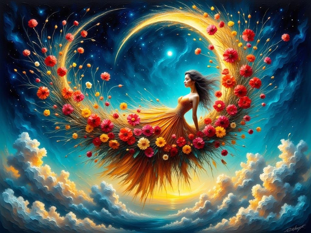 Glowing Goddess Amidst Celestial Dreams