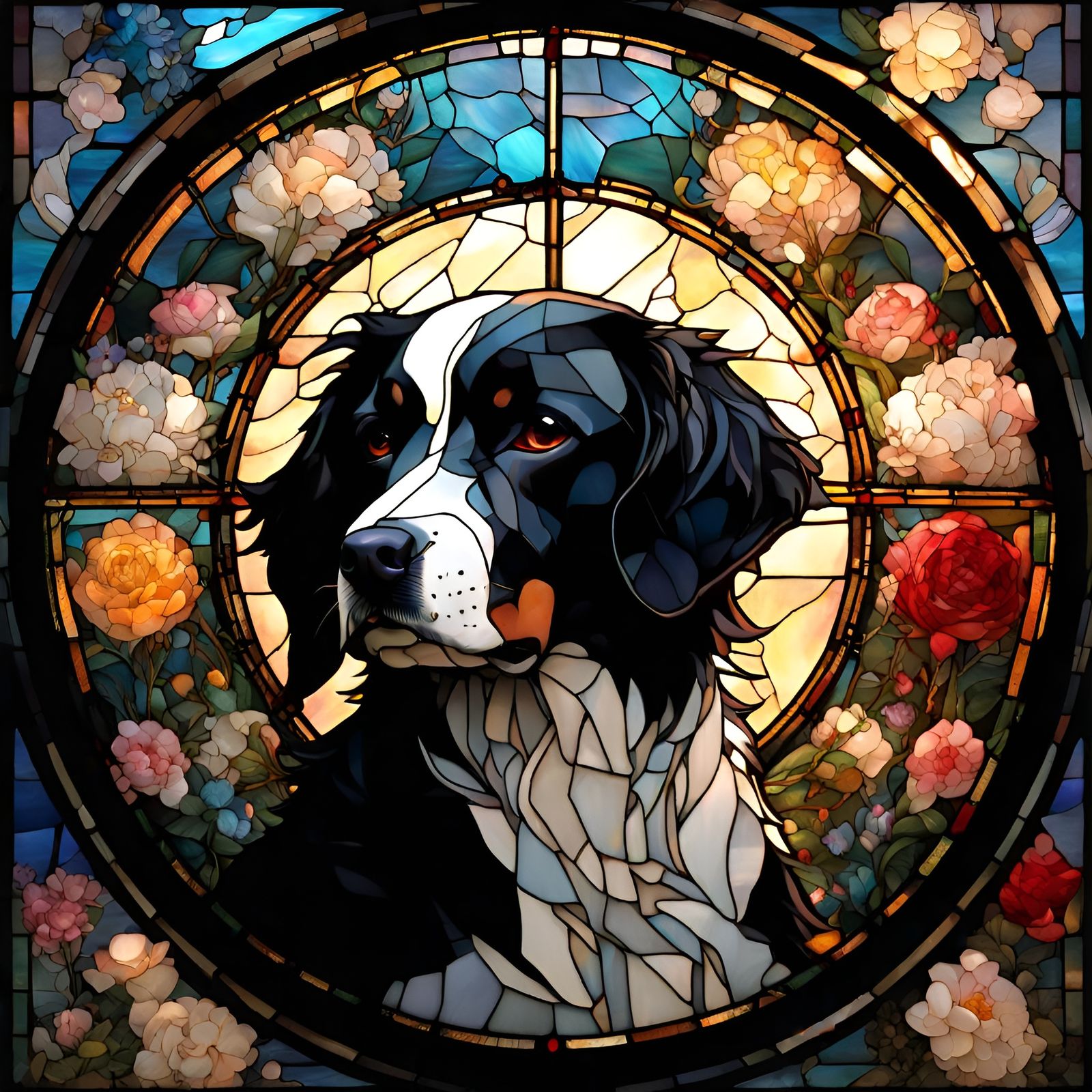 Stained Glass Dog with Constellations