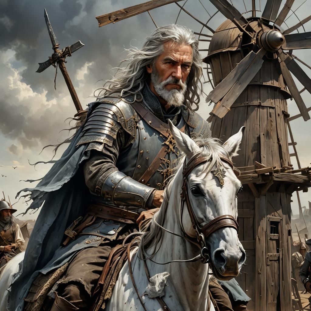 don quixote, insane ugly very Old mad man knight covered in ...