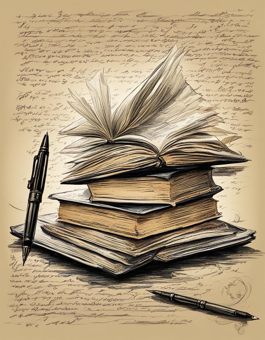 Writer's Desk with Book, Pen, and Paper