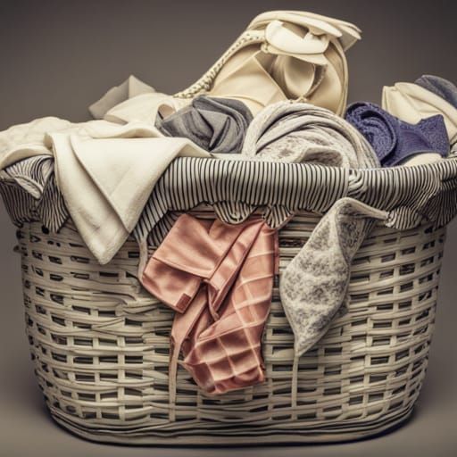 Hyperrealistic Laundry Basket Overflowing with Ladies Underw...